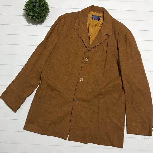 Pendleton Vintage 1970s‎ 100% Wool Brown Cognac Blazer Sport Coat Mens Size - Picture 1 of 3